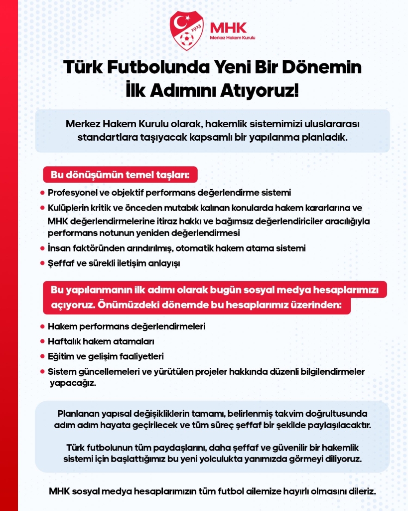 MHK duyurdu! Hakemlik sistemi değişiyor? Futbolda şeffaflık dönemi...