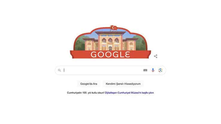 Google’dan, Türkiye Cumhuriyeti’nin 100’ncü yılına özel doodle