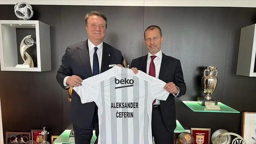 Beşiktaş Kulübü Başkanı Hasan Arat, UEFA Başkanı Ceferin ile görüştü