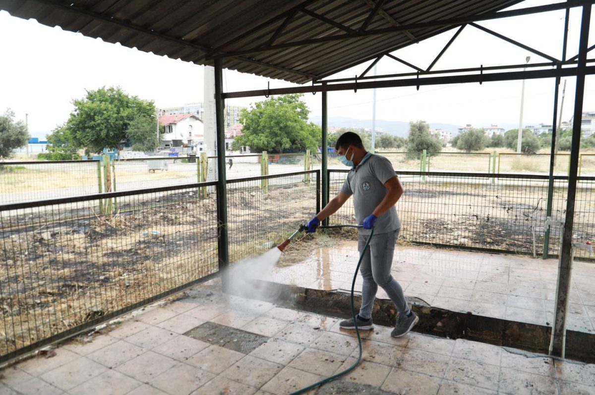 Burhaniye Belediyesi'nden kurban kesim alanlarında ilaçlama çalışması