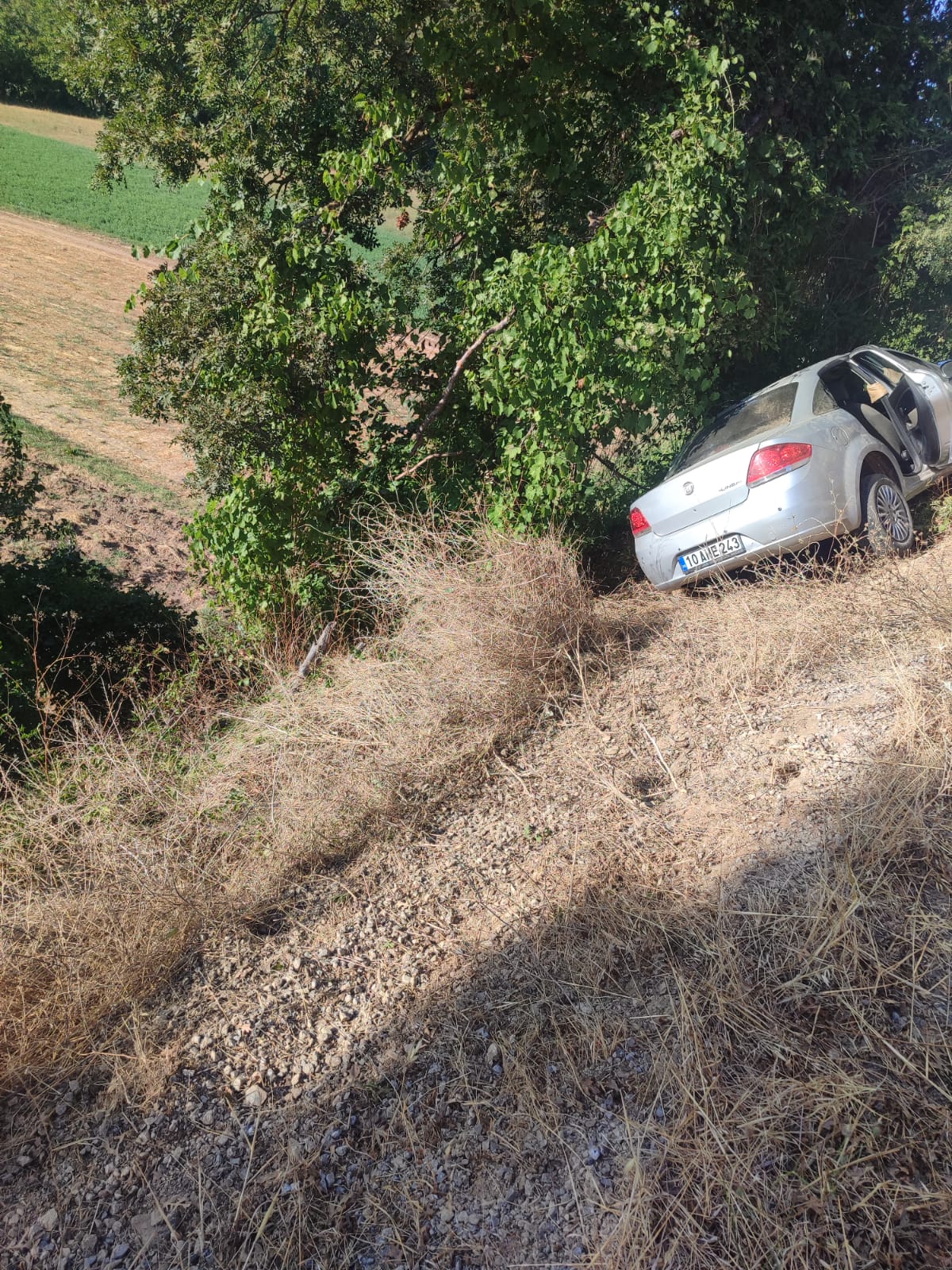 Balıkesir'de tarlaya devrilen otomobildeki 1 kişi öldü, 2 kişi yaralandı