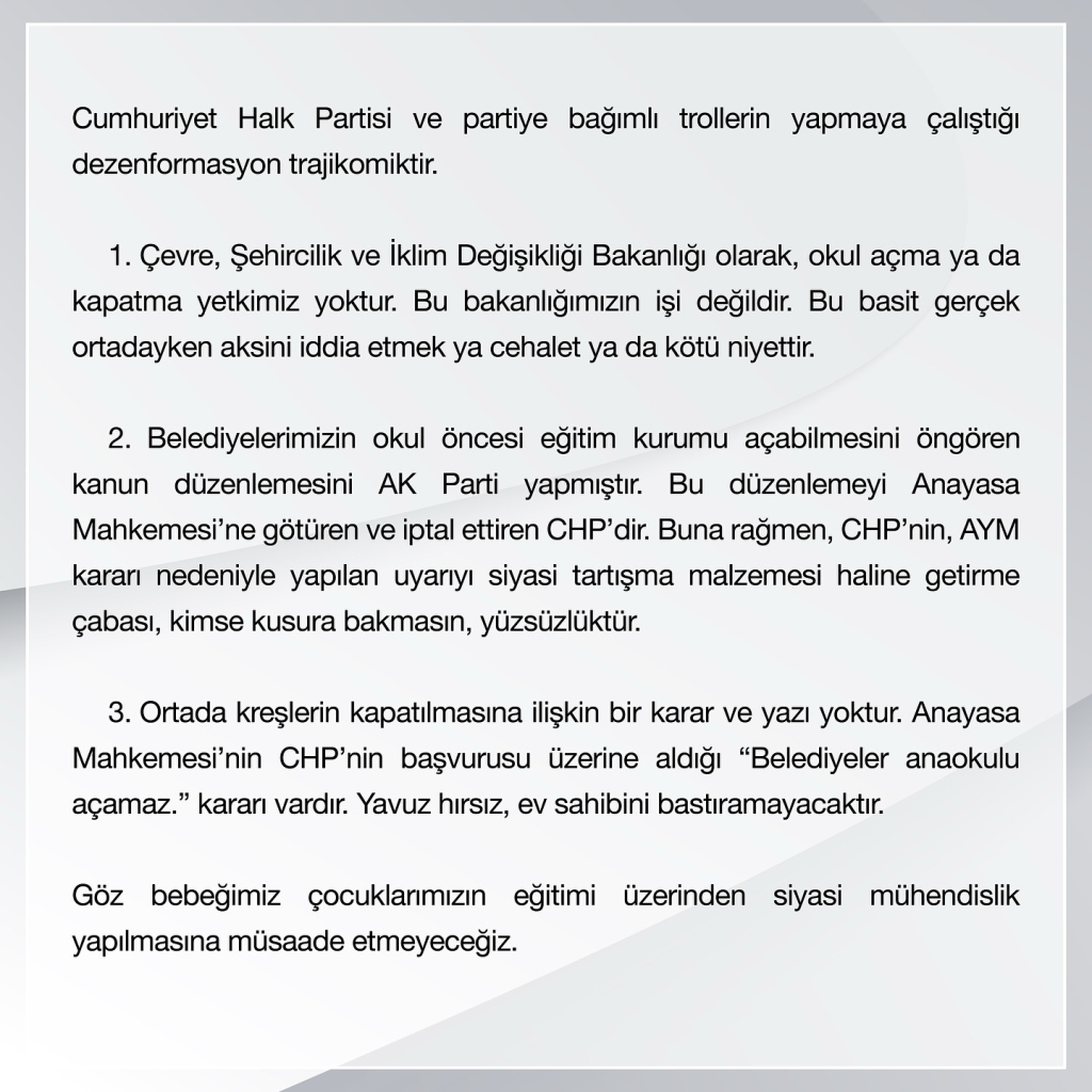 Bakan Murat Kurum, kreş konusunda suçu CHP'ye attı! “CHP’nin Yaptığı Yüzsüzlüktür”