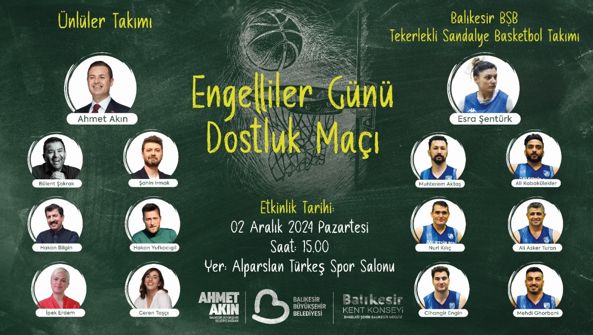 Balıkesir Büyükşehir Belediyesi’nden Dünya Engelliler Günü’ne özel dostluk maçı! Ünlüler vs Tekerlekli Basketbol Takımı!