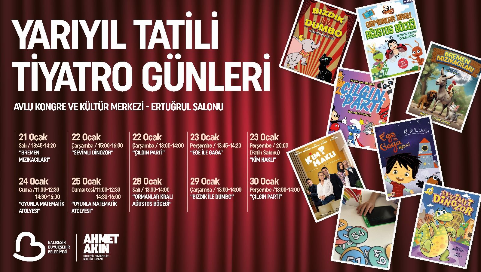 Balıkesir Büyükşehir Belediyesi’nden çocuklara tatil hediyesi: Tiyatro Günleri başlıyor!